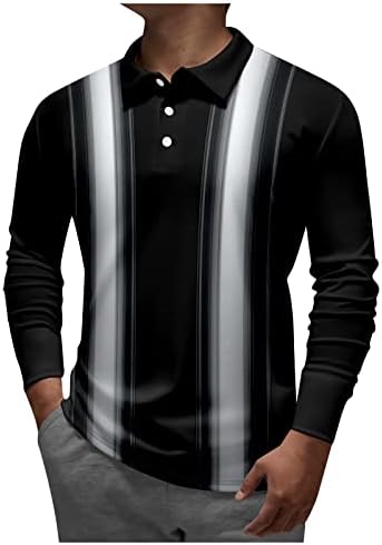 Moda de moda masculina Tees de manga longa botão para baixo camisetas impressão casual casual solto