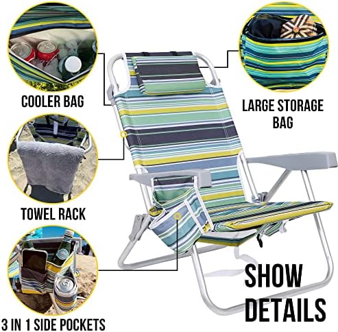 FUNCODE BIN de armazenamento de acampamento com capa de madeira+ Backpack Beach Chair com bolsa mais fria