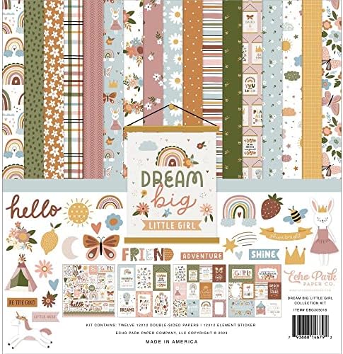 Eco Park Papel Collection Pacote: Dream Big Girl 12 x 12 Kit de coleção + Dream Big Little Girl 12 ”x 12” Pacote