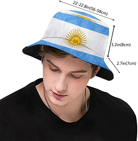 Linda Argentina Flag Balde Chapéu Pacável Argentina Pesca Hat Hat Summer Travel Beach Sun Hat Hat