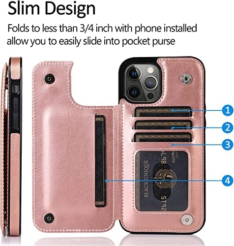 Caixa da carteira Kappde para iPhone 14/14 Plus/14 Pro/14 Pro Max, Slim Fit Premium Leather Kickstand