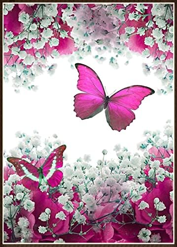 ZGMAXCL Diamond Pintura Diy Para adultos e crianças exercícios completos redondo borboletas e flores shinestone