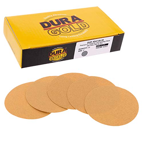 DURA -GOLD 3 Discos de lixamento - 120 Grit, Hook & Loop DA Placa de apoio e interface de densidade suave