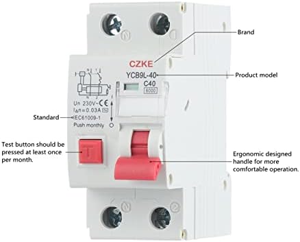 NYCR 230V 50/60 Hz RCBO MCB 30MA Breaker de corrente residual com proteção contra corrente e vazamento 6/10/16/20/2010/32/40A