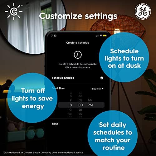 Lâmpadas LED inteligentes da GE Cync, colorida, Bluetooth e Wi-Fi habilitados, compatíveis com