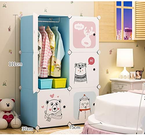 Organizador de guarda-roupa infantil, resina portátil Bedroom Armário Cubo modular de armário para crianças para