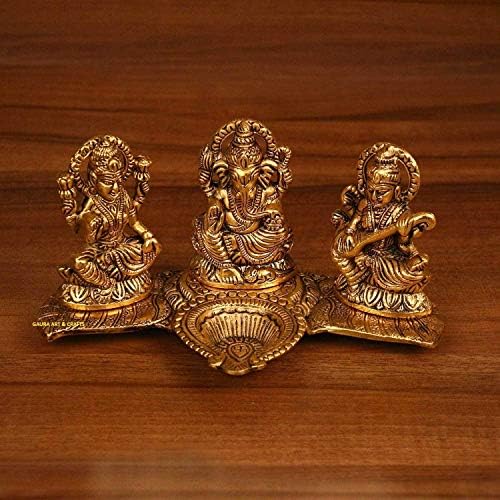 Ídolos de deus mizz para pooja puja metal metal antigo ganesh laxmi saraswati ídolo murti para decoração