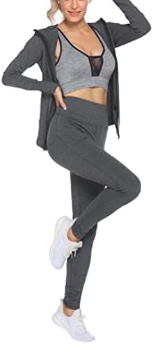 Hotloox 2 peças conjuntos de exercícios para mulheres de cintura alta perneiras Yoga Jacket Gym Set Sports