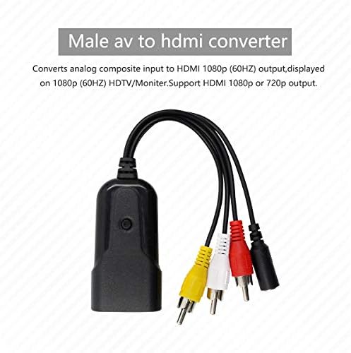 Composto para conversor HDMI, HDMI, AV para HDMI Suporte 1080p com cabo de alimentação DC, RCA