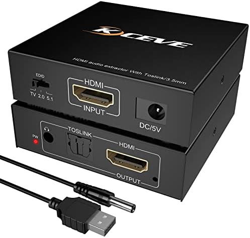 Conversor de áudio HDMI para HDMI, Toslink óptico SPDIF + extrator de áudio estéreo de 3,5 mm, 4K@30Hz