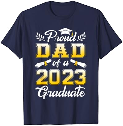 Pai orgulhoso de uma camiseta da faculdade de ensino médio de 2023 graduação