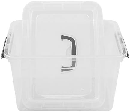 Bin de armazenamento transparente de Farmoon 12 litro, caixa de plástico empilhável/cotainer com tampa e alça cinza