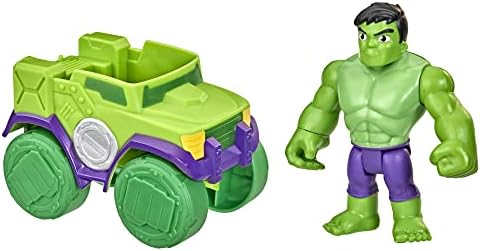 Spidey e seus amigos incríveis Marvel Hulk Figura de ação e veículo de caminhão Smash, brinquedo pré -escolar