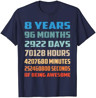 Camisa de jovens de garoto de 8 anos de menino de 8 anos, sendo uma camiseta incrível
