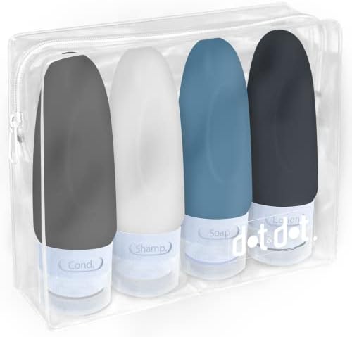 Garrafas de viagem à prova de vazamentos - recipientes de viagem para produtos de higiene pessoal de tamanho de viagem com bolsa de quart TSA