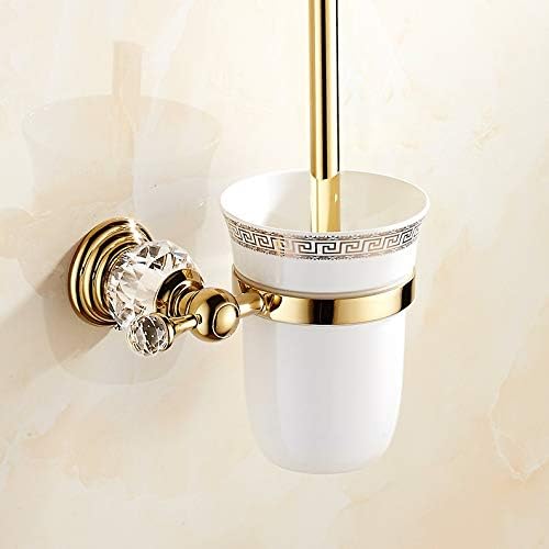 BBSJ Brush Brush Maltrated Brass com Copo Cristal de Cristal Prancagem Branca de Baílo de Baílo de Baíro de Ouro Acessórios para o banheiro