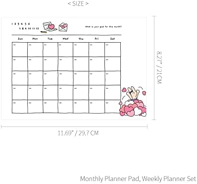 Monolike Happy and Lucky A4 Monthly + Weekly Planner Pad, Letter + Dancing Set - Planejador Acadêmico, Planejador