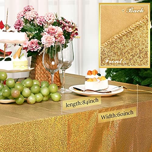 6 PCs Toca de mesa de mesa de ouro Tampa de mesa de glitter para festas 60 x 84 polegadas Decorações