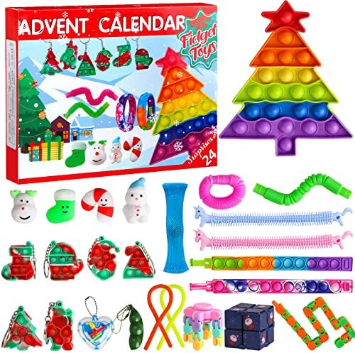 Calendário do Advento 2022, Fidget Christmas Countdown Calendário com 24 dias de surpresas Toys sensoriais