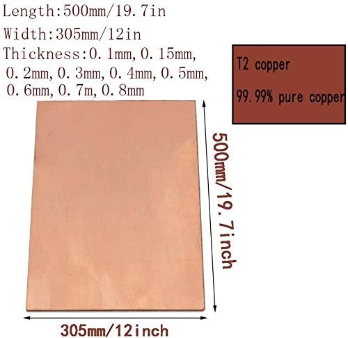 Placa de cobre de cobre Pure Cu Pure Cu Nianxinn Folha de cobre T2 Folha de cobre Folha de cobre Materiais industriais 305 500 mm Folha de cobre puro