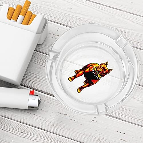 Pitbull Pop Art Glass Ashtray para cigarros redondo bandejas de cinzas para escritório em casa e restaurantes