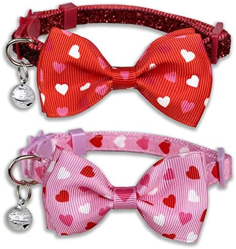 Pohshido Valentine's Colar de gato com gravata borbole