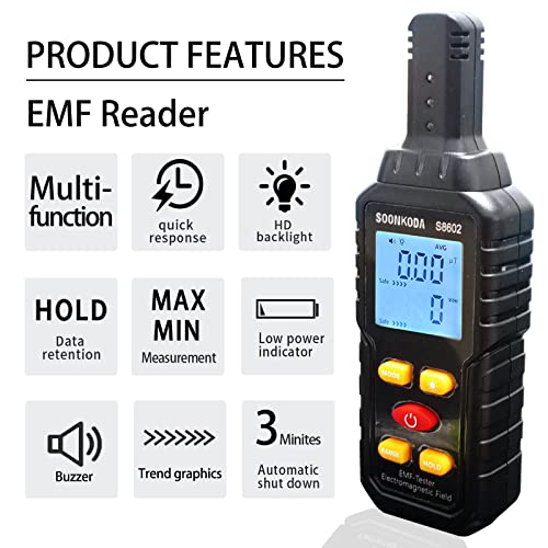 3 em 1 medidor EMF, leitor da EMF, detector de radiação de campo eletromagnético, testador EMF para