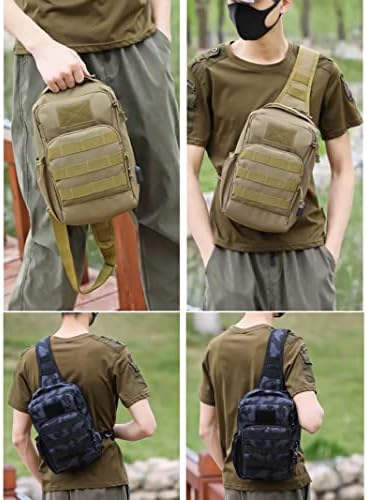 Saco de Sling Tactical Sling Backpack Saco de mochila Molle com carga USB porto de porto de ombro de