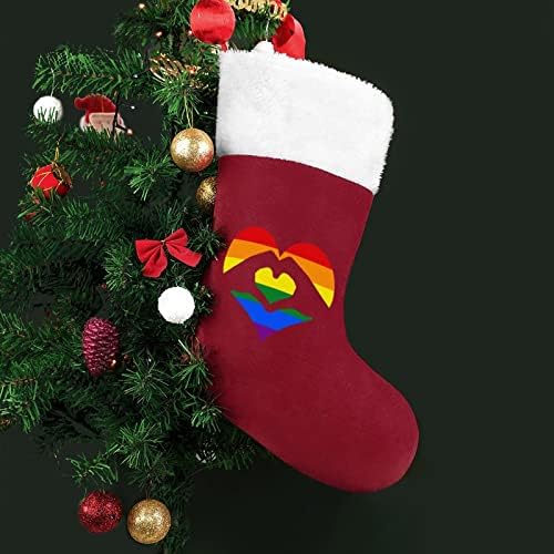 LGBT Rainbow Heart Hand Christmas Holding Meking Socks para Decoração de casa de Holida de Holida da Árvore da Árvore