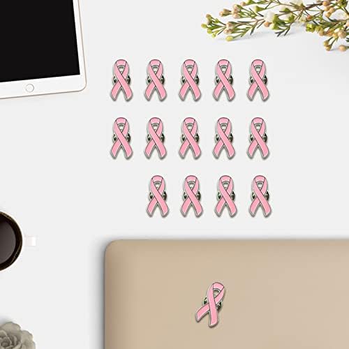 Sticro 30 pacote de fita rosa pino de mama câncer de mama consciência de esmalte pinos de lapela para angariação de fundos, maratona, voluntário- rosa leve