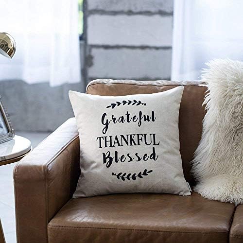 Capas de travesseiros da Meekio Farthouse com Grateful Graded Blessed Quotes 18 x 18 Decor de