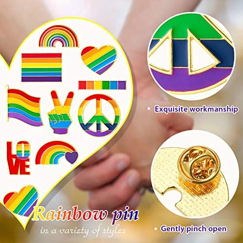 Willbond Gay Rainbow Broche Pins Pride LGBTQ Bandela Coração Pins para Decoração de Bolsa de Roupa Presentes