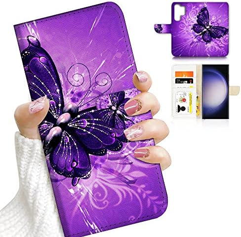 Para Samsung S23 Ultra, para Samsung Galaxy S23 Ultra, capa de capa de carteira de flip de flip, A8184 Butterfly