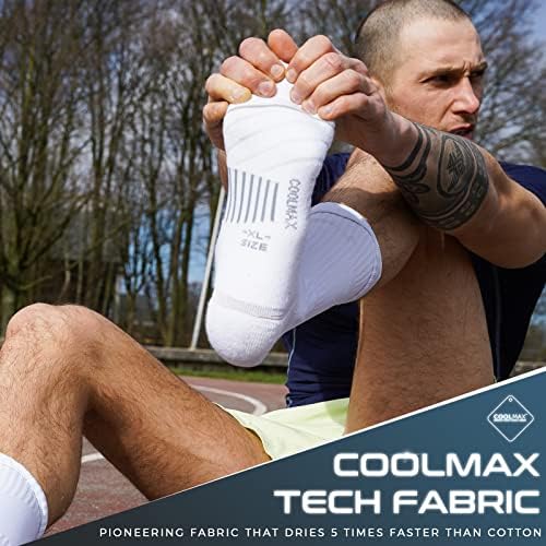 Coolmax compressão de corrida de 3 pares, meias de tripulação de almofada, meias atléticas de umidade anti-bolhas