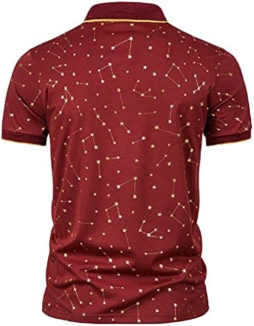 Camisa de golfe masculina rtrde masculina casual camisa curta camisa estrela estampa de lapela camisa superior de cantade de manga curta
