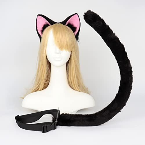 A orelha de animal de animais de origem artesanal Everchange Black Gato Cosplay Cato Ear cauda de gato