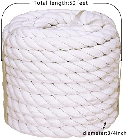 Cordão de algodão natural torcida corda grossa para artesanato DIY Gardening Hammock Home