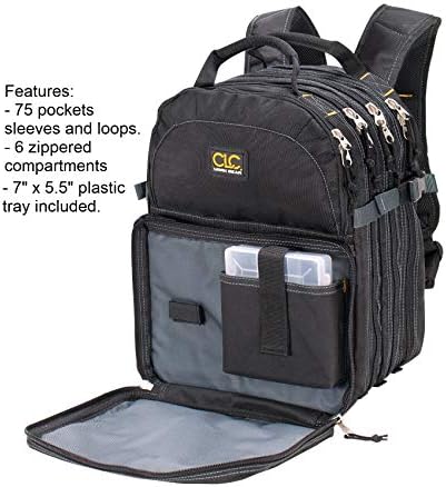 CLC Custom Leathercraft 1132 Backpack de ferramentas de 75 bolsos e driver de impacto, 7 em 1