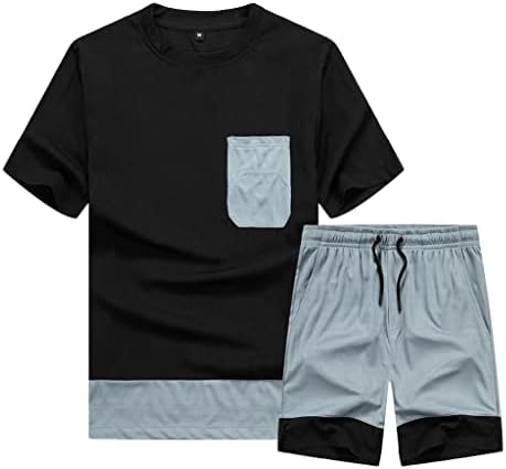 Scdzs Summer Men Men Casual Tracksuit de manga curta camiseta de roupas masculinas conjunto de duas peças
