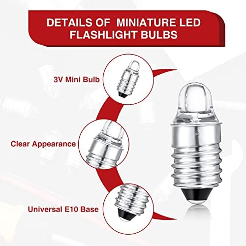 Honosão 10 peças E10 lâmpadas LED 3 volts lâmpadas em miniatura lâmpadas E10 Bulbos de substituição mini lâmpadas frias brancas