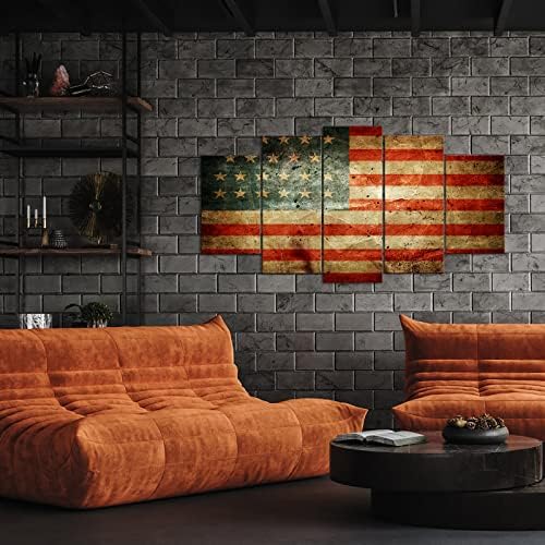 Decoração de parede de vvovv American Bandeira Americana Arte da parede Decoração tema patriótico Tans rústicos