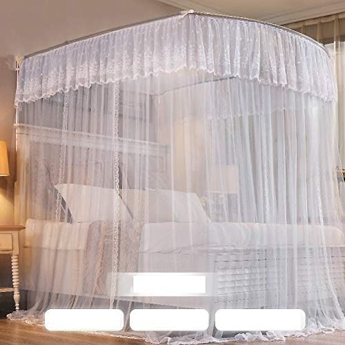 Rede de mosquito do dossel de canopy de renda de track u-rastreio, estilo europeu Princess Bed Canopy Fine