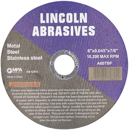 Rodas de corte de 200 pc 6 x.045 x7/8 Lincoln Abrasivas Metal & Stainless Steel