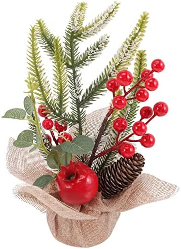 Decorações de Natal de Nuobester Mini pinheiro miniatura artificial de árvore de natal com base decoração de mesa de natal decoração de artesanato em casa suprimentos de festa de presente