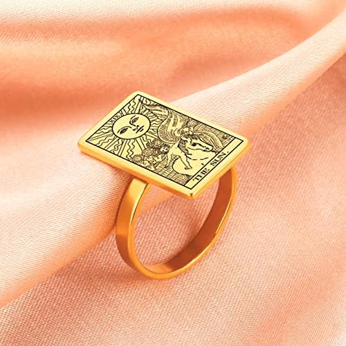 Likgreat Tarot Cards Rings For Women Girls Astrologia Divisão Magic Amulet Ring Band Major Arcana Jewelry