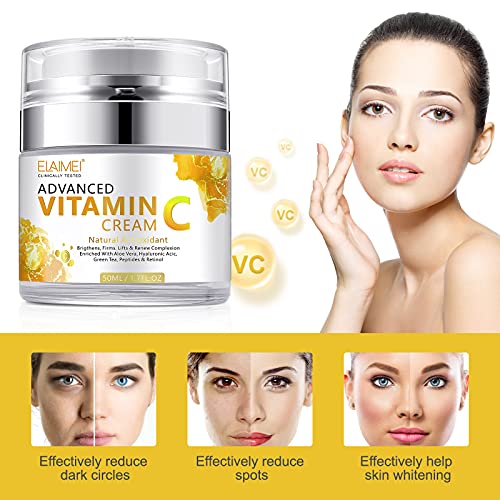Creme de rosto VC - Creme hidratante de vitamina C, creme antienvelhecimento da pele orgânica e orgânica natural