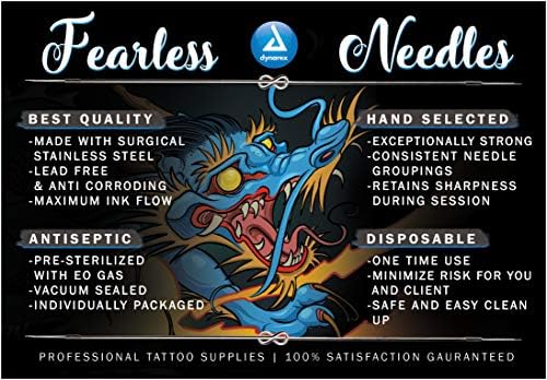 Dynarex Fearless Tattoo Aitles No.10 Liner redondo, 1014rl, 50 contagem