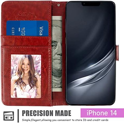 Caixa de carteira de DeWeidirect adequada para iPhone 14 com padrão de túnel de corações rosa de grife, couro PU superior, kickstan