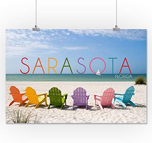 Lanterna Press Sarasota, Flórida, Cadeiras de praia coloridas
