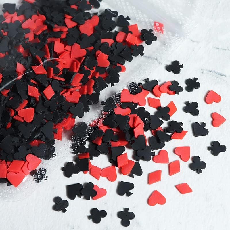 10g Resina Poker Card Slice Decorações de arte Red Black Heart Polymer Clay Fatizes Peças Manicure Design Supplies Acessory -